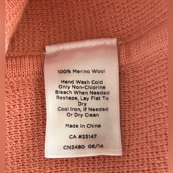 Talbots Pure Merino Wool Knit Salmon Pink Button Cardigan Sweater Women's Size P - Picture 7 of 10